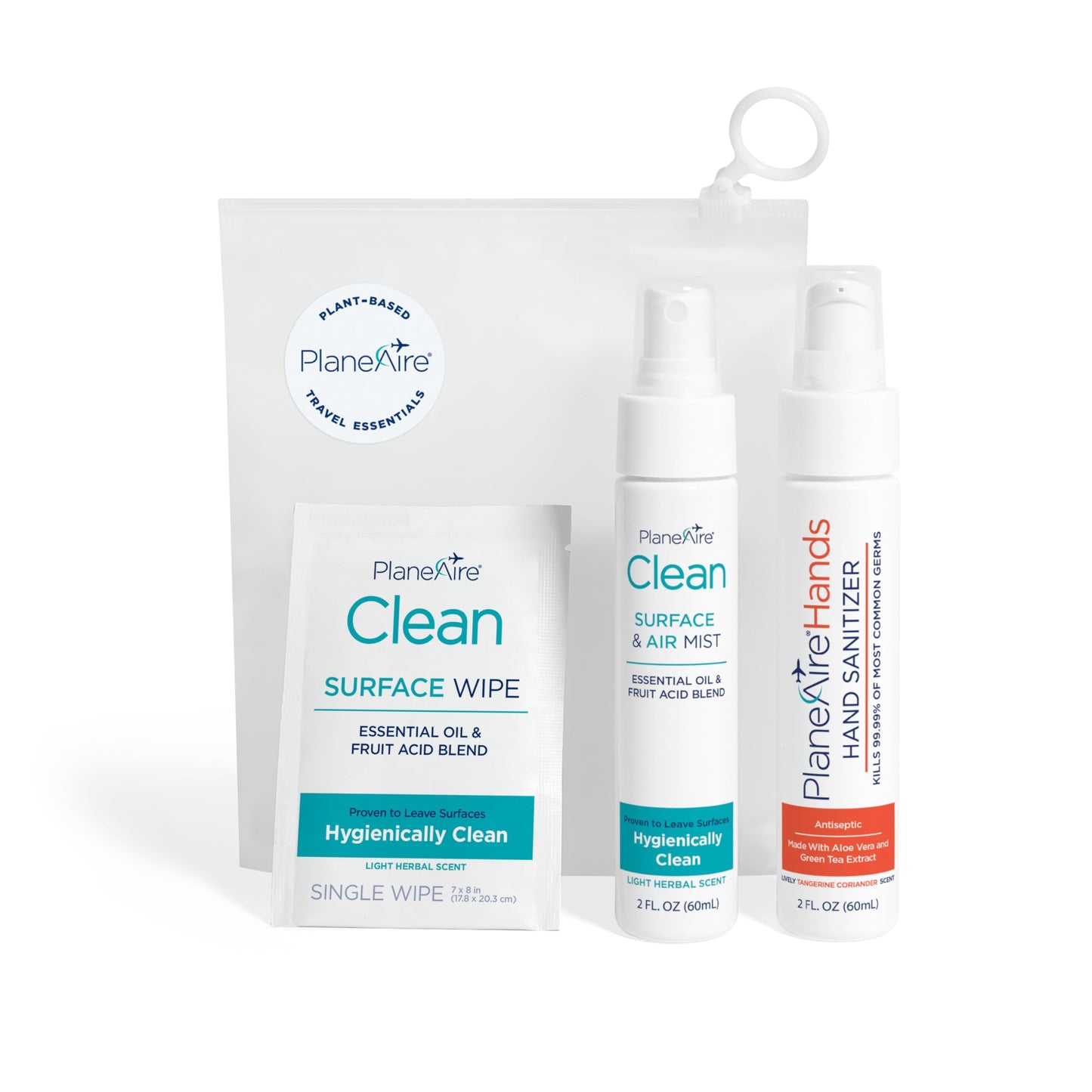 PlaneAire Travel Essentials | Travel Hygiene Kit | Hygiene Essentials | Reusable Bag | TSA Approved | Travel Toiletry Kit | Travel Accessories (Tangerine Coriander)