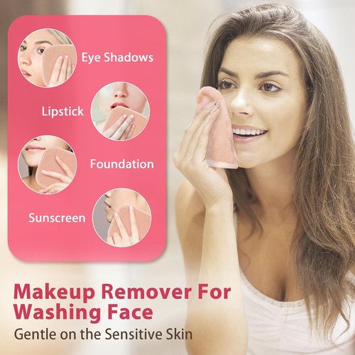 Natwag Makeup Remover Cloths - Reusable Microfiber Face Towels | 12-Pack, 6" x 6", Beige with Mesh Bag