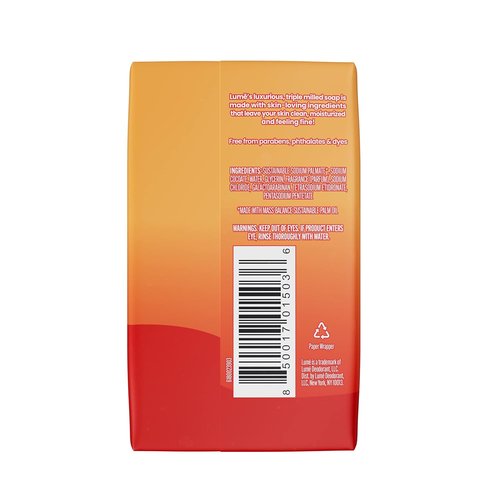 Lume Triple Milled Bar Soap - Gentle Cleansing & Rich Moisture - Paraben Free, 5 oz (Clean Tangerine)