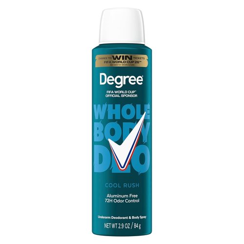 Degree Men Whole Body Deodorant - Cool Rush Scent | Aluminum-Free 72H Odor Protection - 2.9 oz