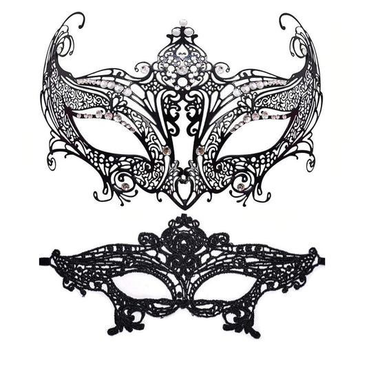 MYMENU Masquerade Mask for Women Shiny Rhinestone Venetian Party Prom Ball Metal Mask (Corolla)