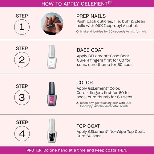 OPI GELement Gel Nail Polish System - DIY Salon Quality with Assorted Colors & LED Curing Lamp | Vegan Soak Off Starter Kit