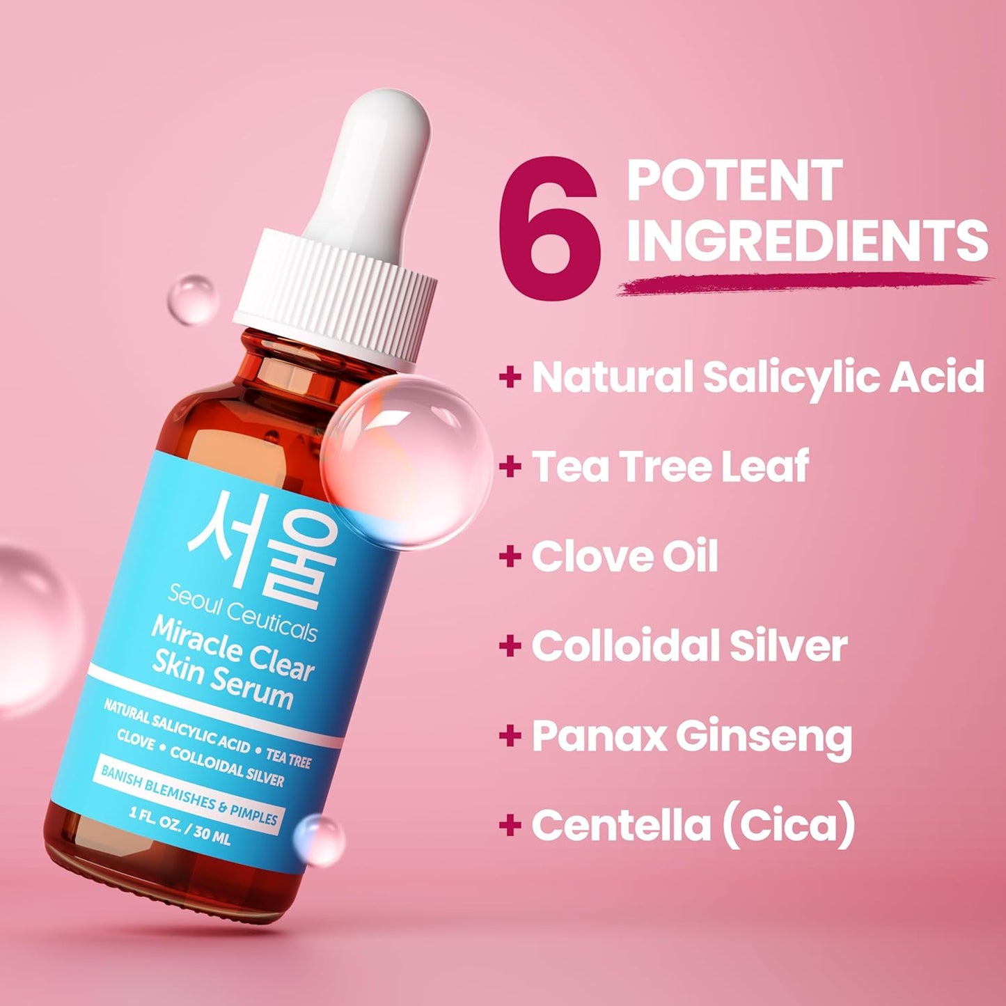 SeoulCeuticals Acne Serum - Rapid Action Skin Care Treatment with Salicylic Acid & Tea Tree | 1oz