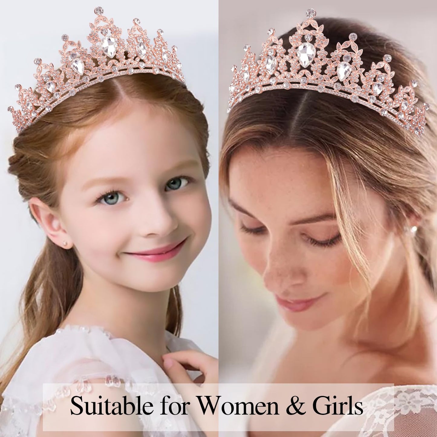 Atoden Birthday Crown and Birthday Queen Sash Rose Gold Tiara Birthday Girls Women Crystal Crown Princess Birthday Party Decorations Rhinestone Happy Birthday Accessories for Party Birthday Gifts