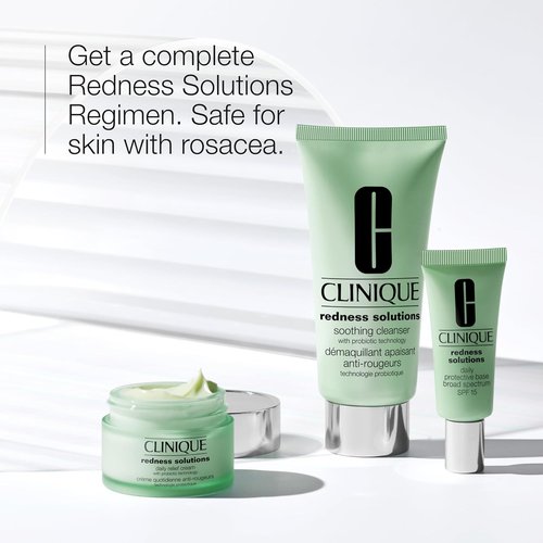 Clinique Redness Solutions Skincare Set - Soothing Cleanser, Daily Relief Cream & SPF 15 | 2.5 Fl Oz, 1 Fl Oz, 0.5 Fl Oz
