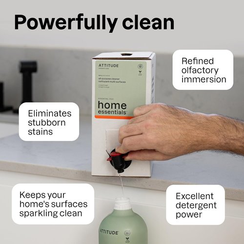 ATTITUDE All-Purpose Cleaner Spray - Plant-Based, EWG Verified, Streak-Free Formula | Sage & Orange, 26 Fl Oz