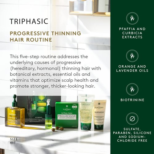 Rene Furterer Progressive Thinning Hair Ritual - Drug-Free Solution for Hereditary & Hormonal Hair Loss | 1 Ct.
