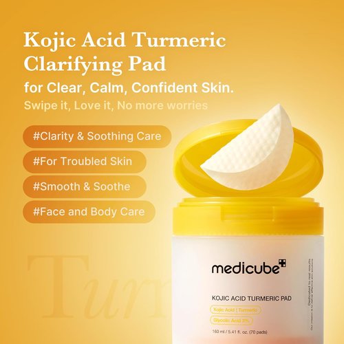 Medicube Kojic Acid Duo - Brightening Gold Jelly Mask & Clarifying Toner Pads | Turmeric Infused