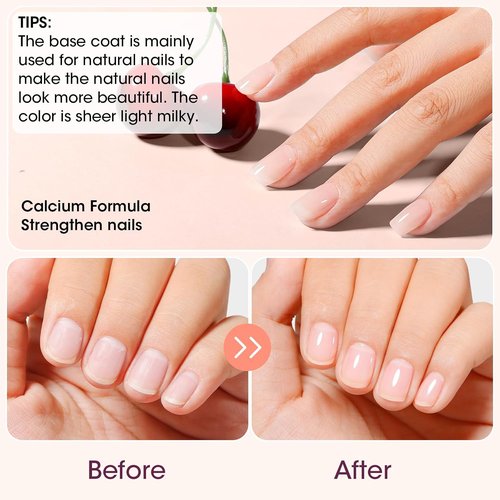 GELLEN Clear Nail Polish Base Coat - Sheer Milky White, Strengthens Nails & Enhances Natural Look