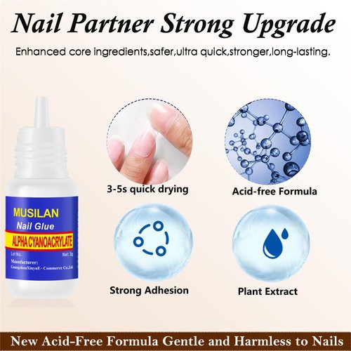 Nail Glue,Nail Glue for Acrylic Nail Tip 12 Bottles Professional False Nail Glue Extension Tips for Broken Adhesive Super for Press on Adhesive with Glass Files