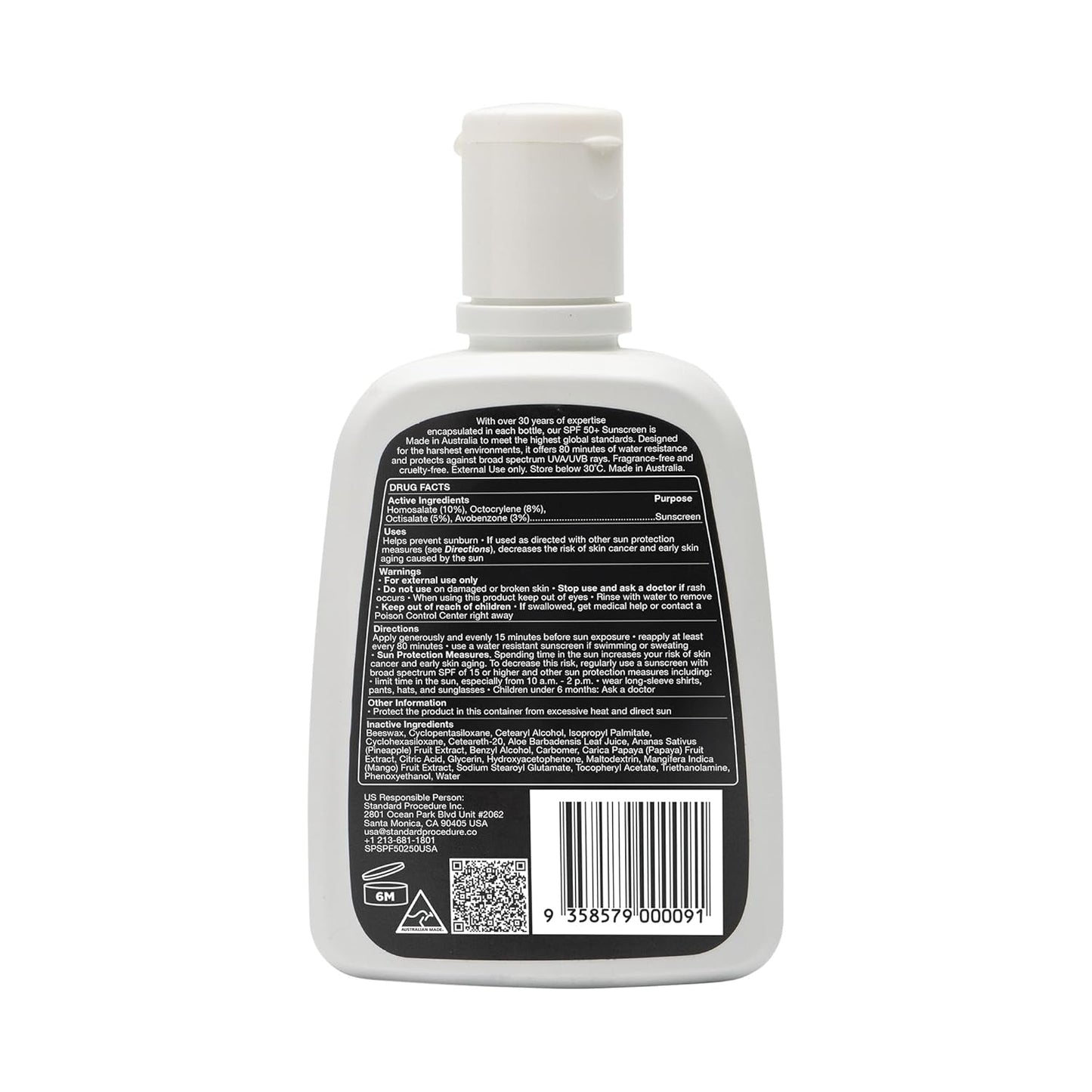 Standard Procedure SPF 50+ Sunscreen - Broad Spectrum Face & Body Sunblock for Sensitive Skin, 8.5 oz