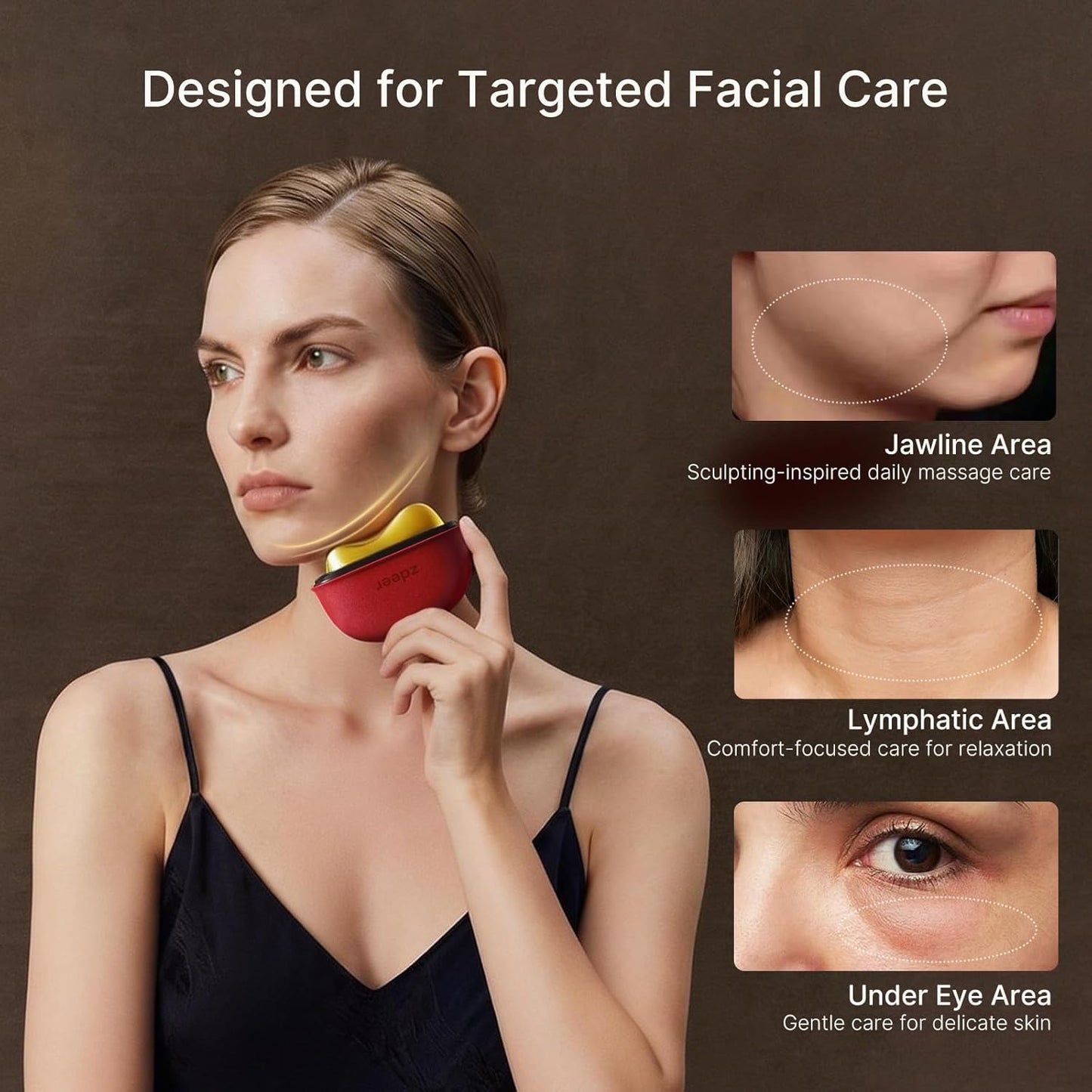 ZDEER Electric Gua Sha Facial Care Set - Heated Brass Face & Neck Massager with Red Light Therapy | Includes 2 × 10ml Massage Oils