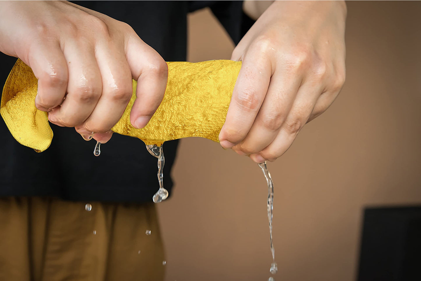 Softolle 100% Cotton Ring Spun Wash Cloths – Bulk Pack of Washcloths – 12x12 Inches – Wash Cloth for Face, Highly Absorbent, Soft and Face Towels (Yellow, 24 Pack)