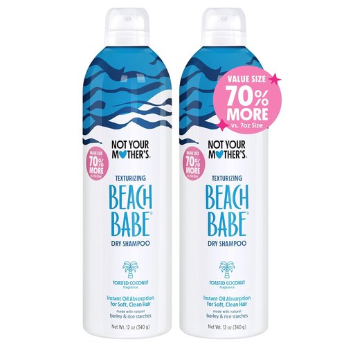 Not Your Mother's Beach Babe Jumbo Dry Shampoo - 2-Pack 12 oz Each | Absorbs Oil & Adds Texture - Toasted Coconut