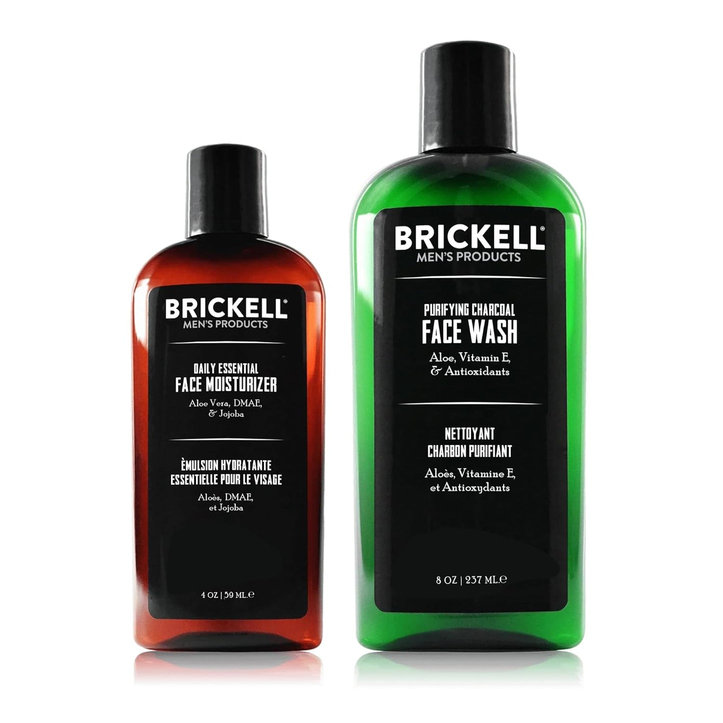 Brickell Men's Daily Essential Face Care Set - Purifying Charcoal Wash & Moisturizer, Natural & Organic