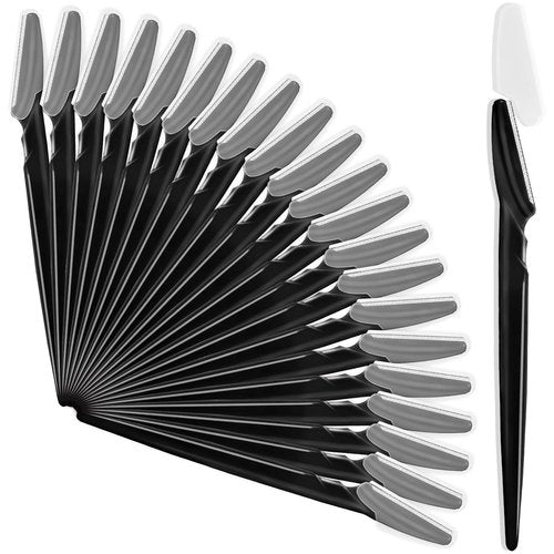 HFATMOS Eyebrow Razors - 21 Pcs Exfoliating Dermaplaning Tools with Protective Cover | Black Facial Hair Remover for Men & Women