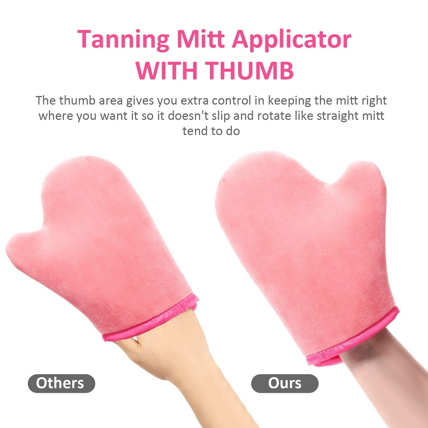 Boao 5 Pieces Self Tanning Mitt Applicator Kit, Includes Tanning Mitt, Exfoliating Glove, Mini Face Glove, Back Lotion Applicator, and Large Brush Makeup(Pink)