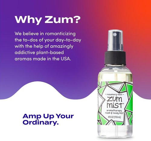 Indigo Wild Zum Mist Room & Body Spray - Aromatherapy Essential Oil - Rosemary-Mint Scent | 4 fl oz (2 Pack)