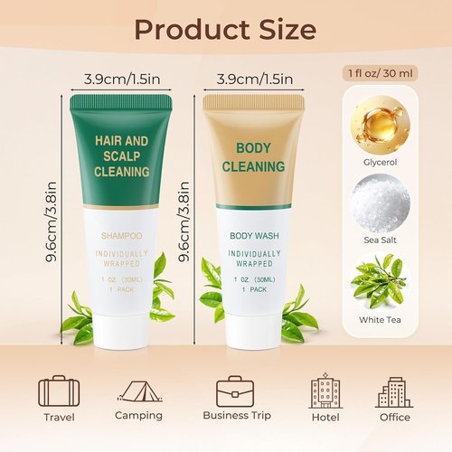 Regine Switzerland Travel Size Shampoo & Body Wash - Mini Shower Gel Amenities | 1 Fl Oz (Pack of 100)