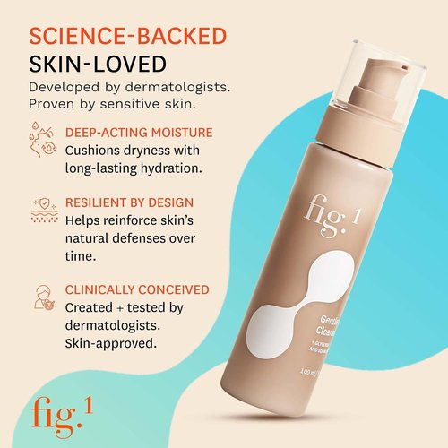 Fig.1 Hydrating Facial Cleanser - Gentle Face Wash with Glycerin & Squalane | Non-Drying, Fragrance-Free | 3.4 oz Refillable Bottle