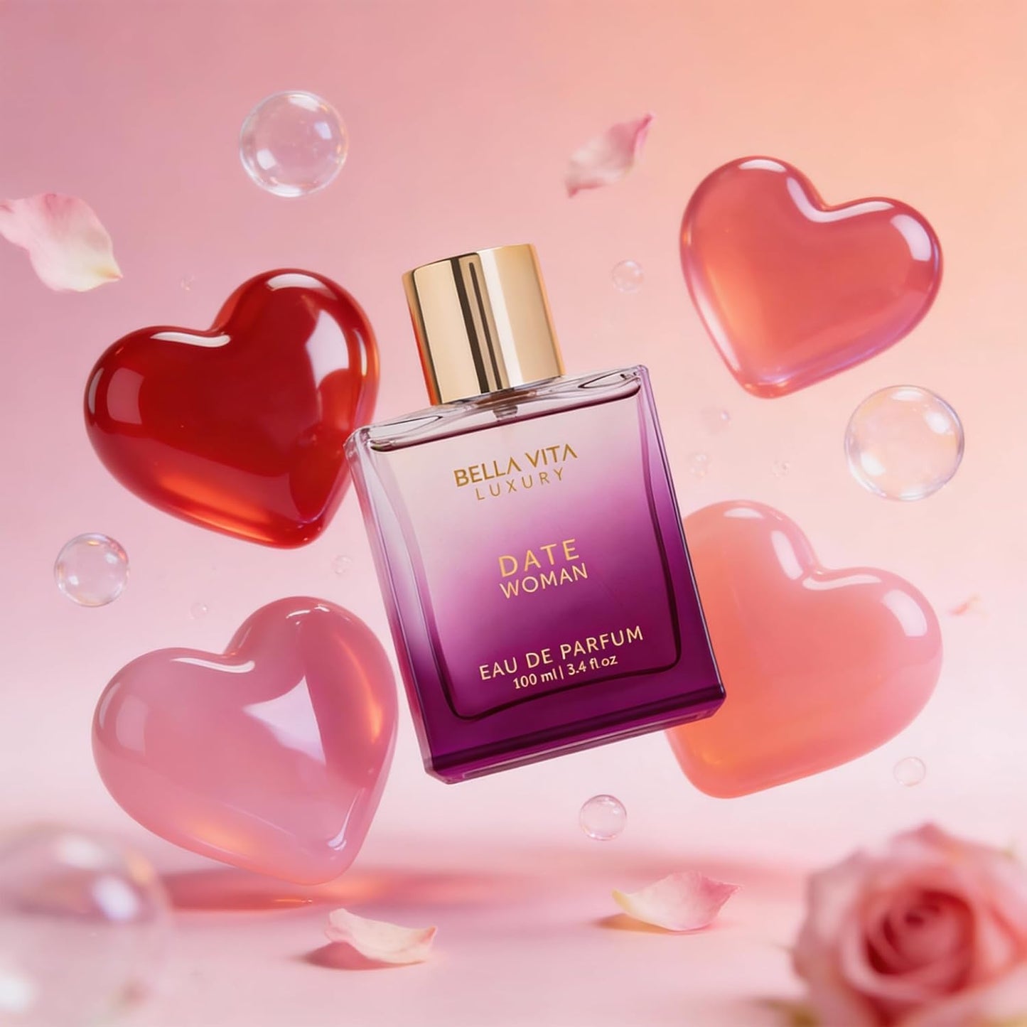 Bellavita Luxury DATE Eau de Parfum - 100 ml | Floral Women's Perfume with Pink Pepper & Jasmine Notes