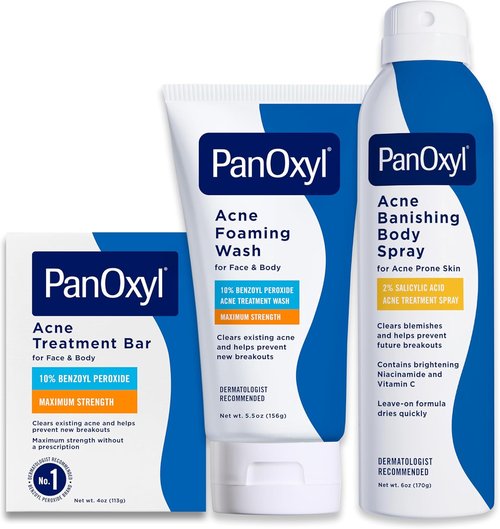 PanOxyl Acne Banishing Bundle | Foaming Wash 10% Benzoyl Peroxide & Body Spray 2% Salicylic Acid