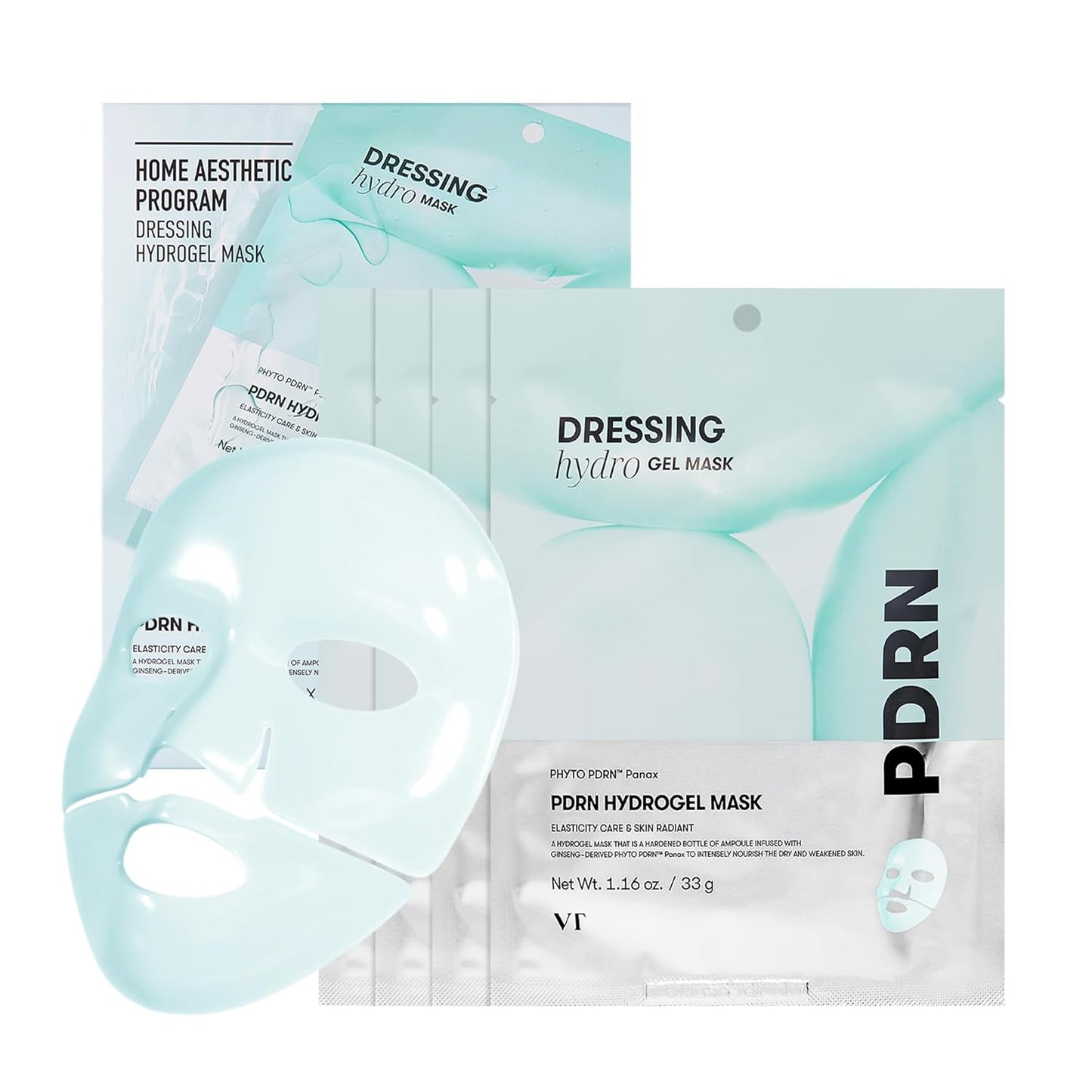 VT COSMETICS PDRN Hydrogel Mask - Intensive Nourishing Overnight Treatment | 33g x 4 Pack, Hydrating & Rejuvenating