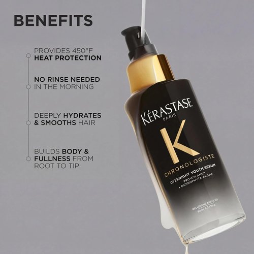 Kérastase Chronologiste Overnight Youth Serum - Age-Corrective Leave-In Treatment for Aging Hair, Anti-Frizz Formula