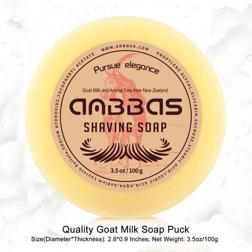 Anbbas Pure Badger Hair Shaving Brush Solid Manchurian Ash Wood Handle,Black Broken-Resistant Acrylic Shaving Stand,Stainless Steel Shaving Bowl Dia 3.2 inch and Goat Milk Soap 100g 4IN1 Set for Men