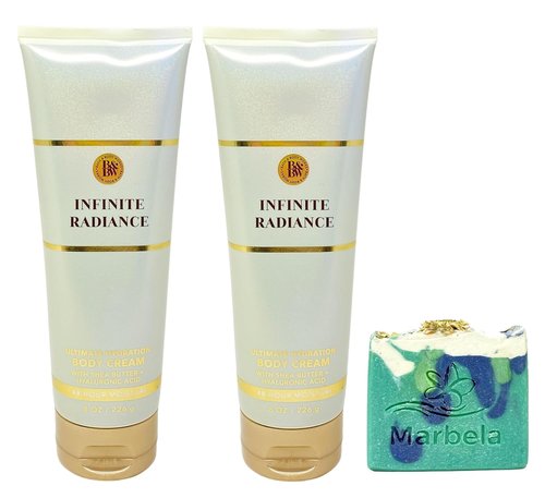 Bath & Body Works Body Cream Bundle - Infinite Radiance with Aloe Vera Bar Soap | 2 Pack