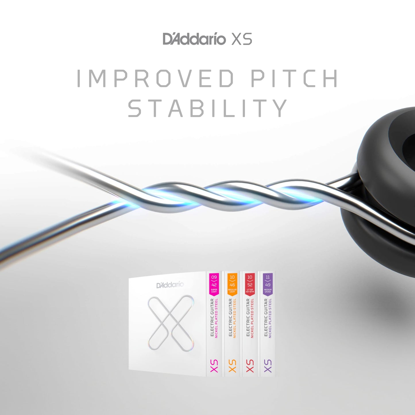 D'Addario Electric Guitar Strings, XS Nickel Coated, XSE1156, Med Top/X-Heavy Bottom Gauge 11-56, 6-String Set, Pack of 1