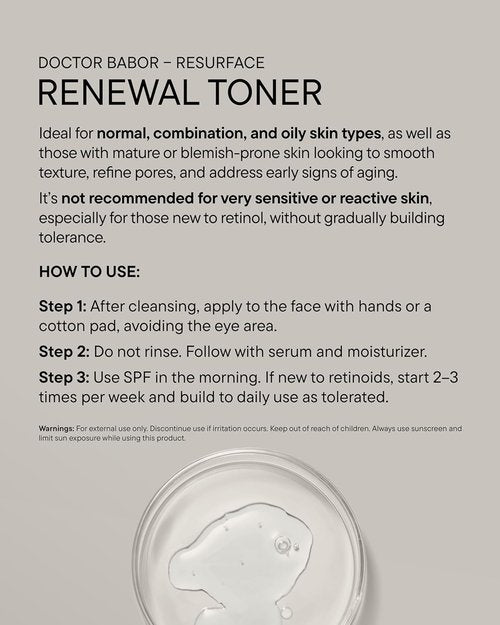 Doctor Babor Renewal Toner - Smoothing & Refining Formula with Retinol & Niacinamides | 6.76oz