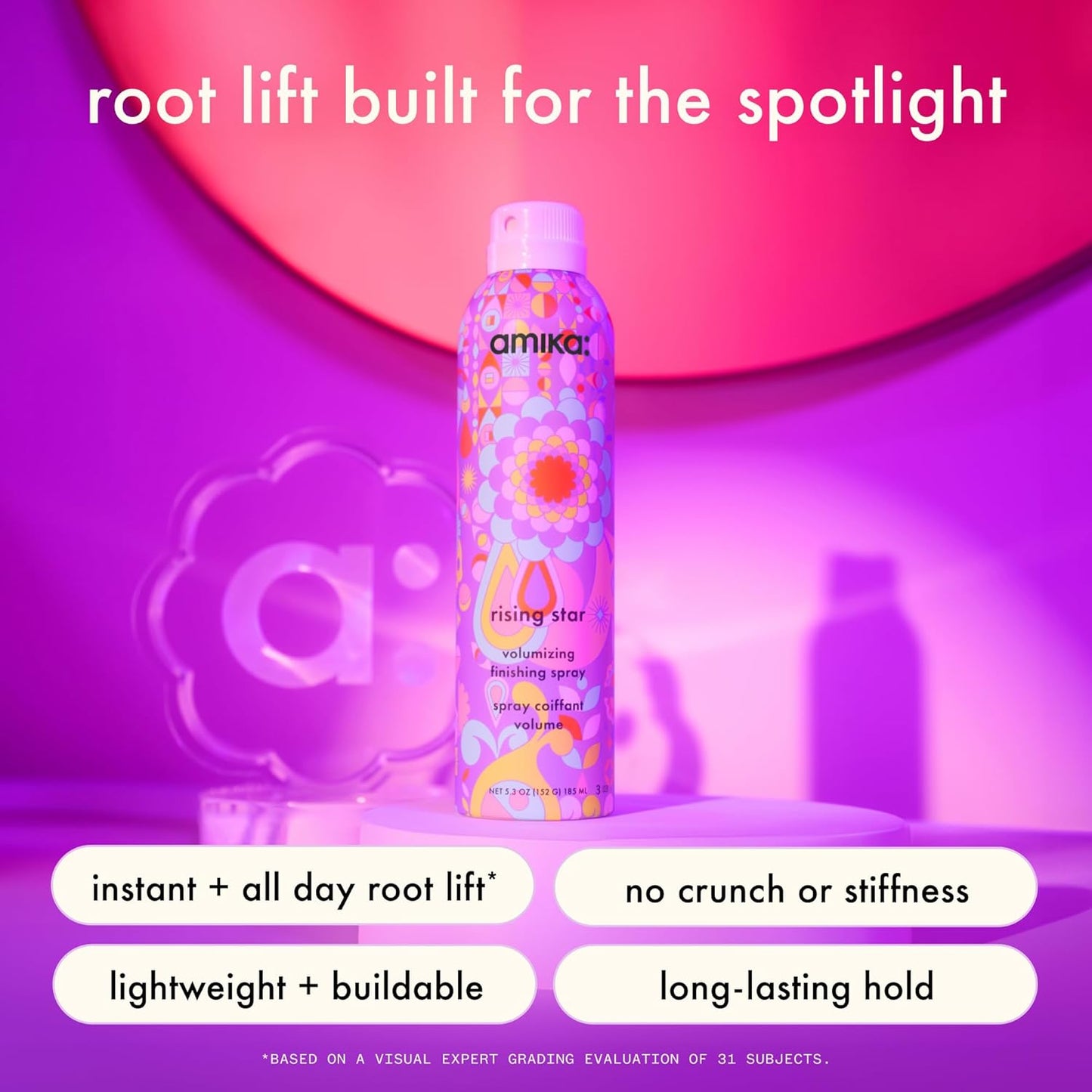 Amika Rising Star Volumizing Finishing Spray - Lightweight Hold for Full-Bodied Hair