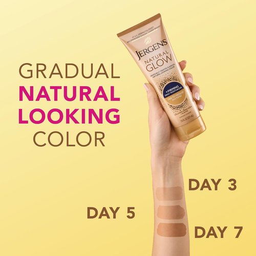 Jergens Natural Glow Firming Self Tanner Body Lotion - Sunless Tanning Moisturizer for Fair to Medium Skin, 7.5 Fl Oz
