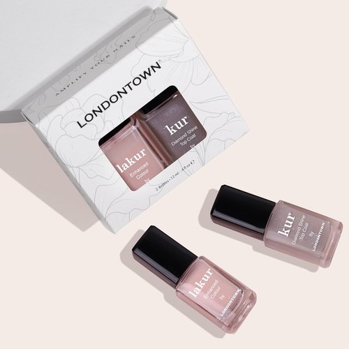 LONDONTOWN Royal Manicure Set - Vegan Nail Polish Kit with Invisible Crown Lakur & Shimmer Top Coat | 0.40fl oz