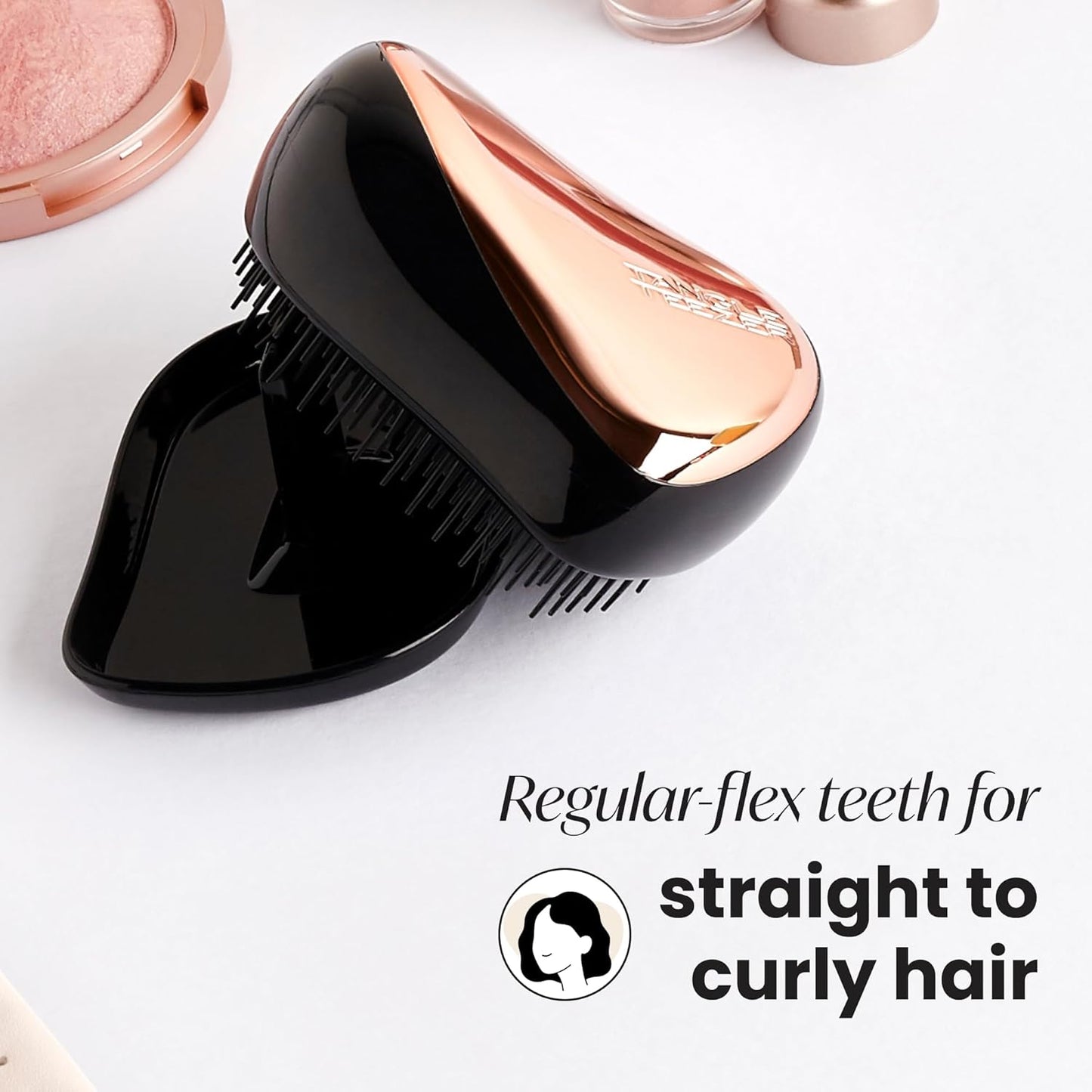 Tangle Teezer Compact Styler Detangling Hairbrush - Rose Gold & Black | Perfect for All Hair Types