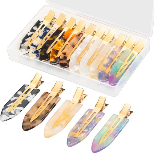 Gingbiss No Bend Hair Clips - 10 Pcs No Crease Styling Clips with Storage Box | 2.7" for Bangs & Waves