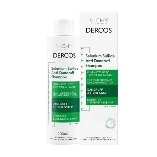 Dercos Dandruff Shampoo - Antifungal Dry Scalp Treatment for Itchy Relief | Prescription Strength Selenium Sulfide