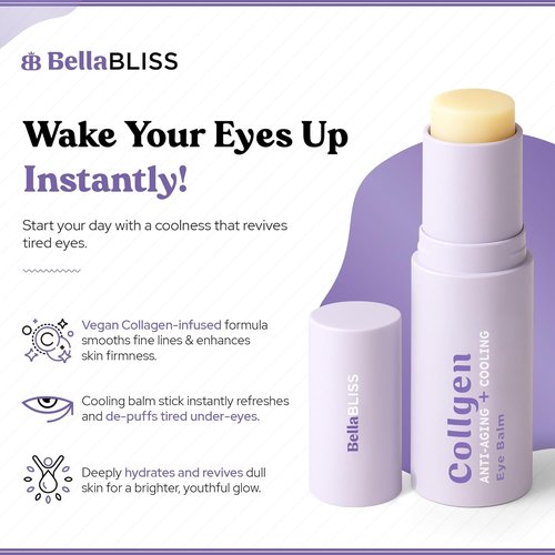 Bella Bliss Collagen Eye Balm Stick - Anti-Aging Under Eye Cream for Dark Circles & Puffiness - 0.35 oz / 10 g