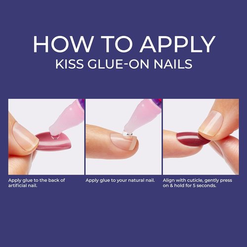 KISS Gel Fantasy Press-On Nails - 'Dial Me' Gray Oval Shape | Short Size, 28 Nails & Glue Included