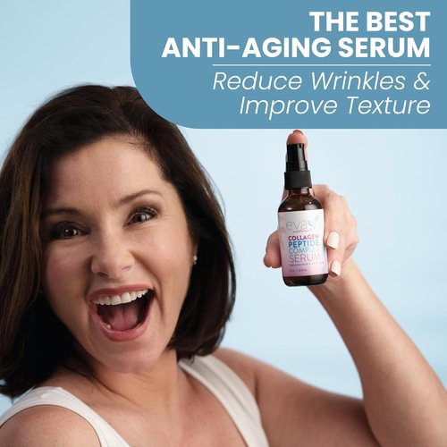 Eva Naturals Collagen Serum - Anti-Aging Multi-Peptide Face Serum with Hyaluronic Acid | Fragrance-Free 2 oz