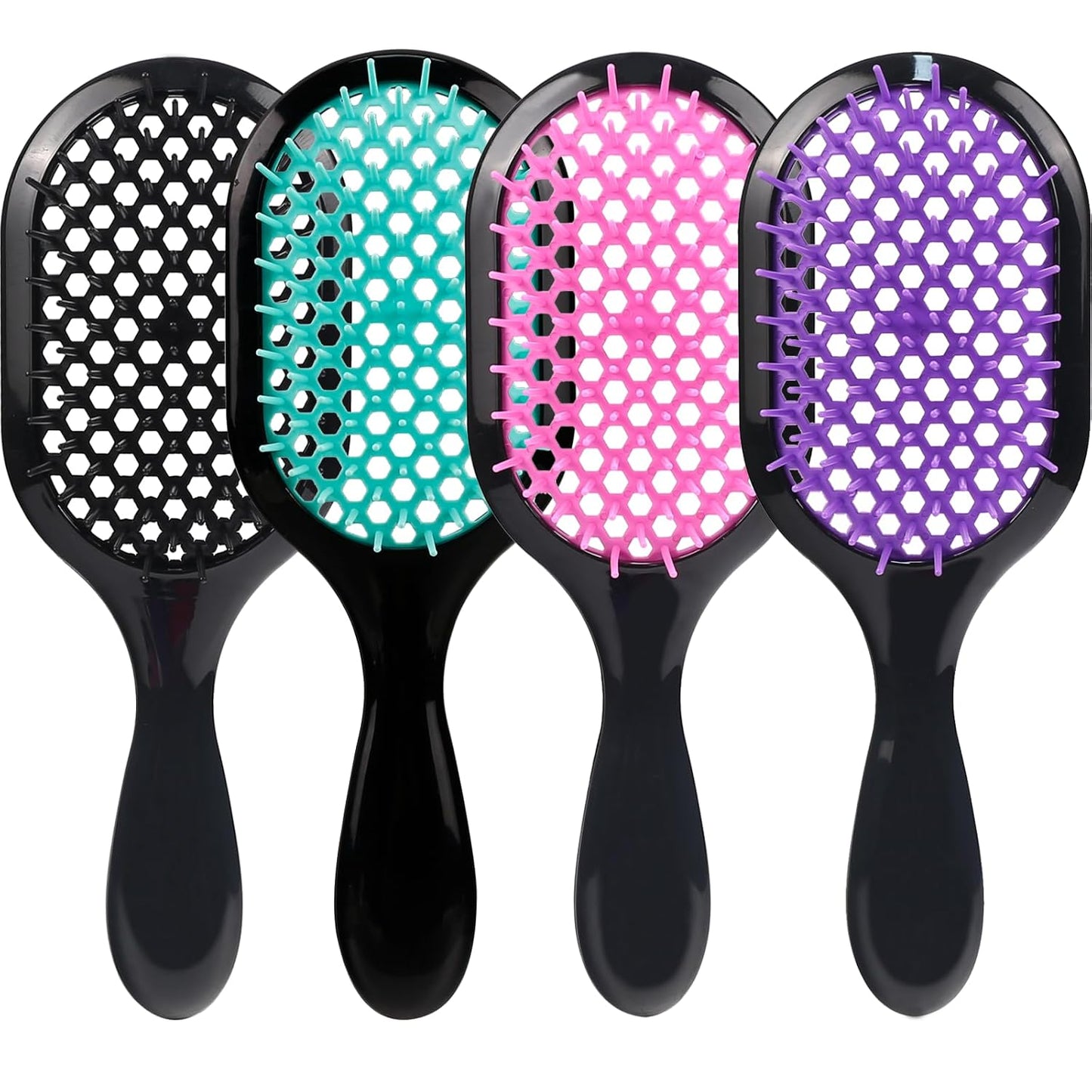 Skiennix Detangling Brush Set - Gentle & Effective for Wet/Dry Hair Types | Ultra-Light, Ventilated (Pink, Purple, Green, Black)