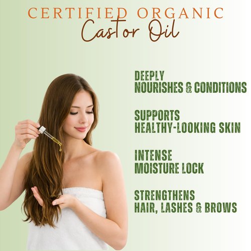 Soodox Certified Organic Castor Oil 2 Pack, 2 x 1.69 Fl Oz, 100% Pure, Cold Pressed, Hexane Free, for Hair, Scalp, Eyelashes, Eyebrows, Face & Skin, Dropper & Brushes Included, Australian Made & Owned