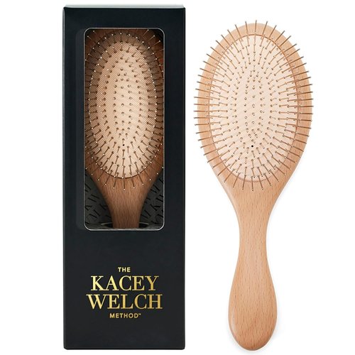 Kacey Welch Hair Brush - Gentle Detangling with Metal-Tipped Bristles | Natural Bamboo, All Hair Types