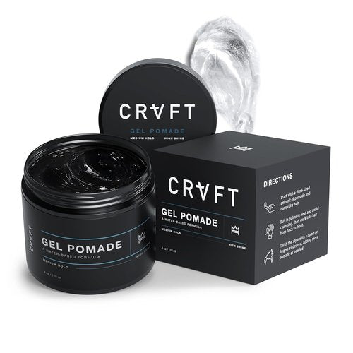 CRVFT Gel Pomade 4oz - High Shine & Medium Hold | Water-Based Formula for All Hair Types | Men’s Styling Essential