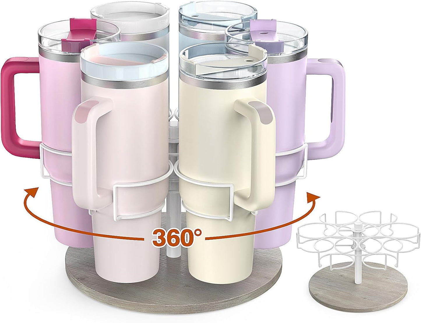 Stanley Water Bottle Organizer - Rotating Tumbler Holder with Accessories | 13.2" x 11" x 7.75", Grey