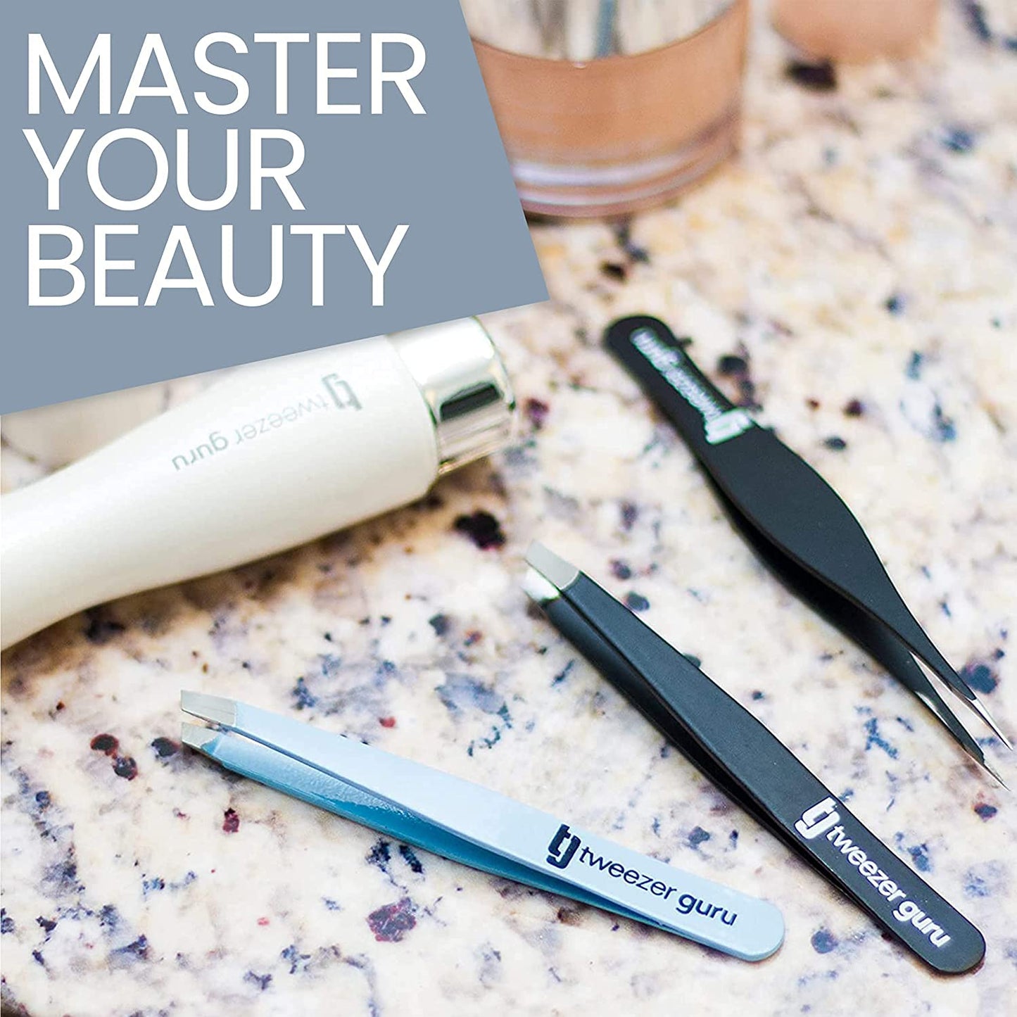 Tweezer Guru Tweezers for Women - Slant Pointed Precision Tweezers for Eyebrows & Ingrown Hair Removal - Blackhead and Splinter Tweezer with Sharp Needle Nose Point for Plucking (Purple)