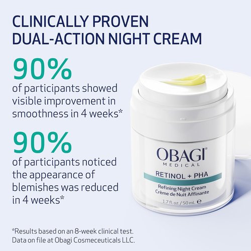 Obagi Medical Retinol + PHA Night Cream - Clinically Proven Anti-Aging Formula for Smoother Skin - 1.7 Oz