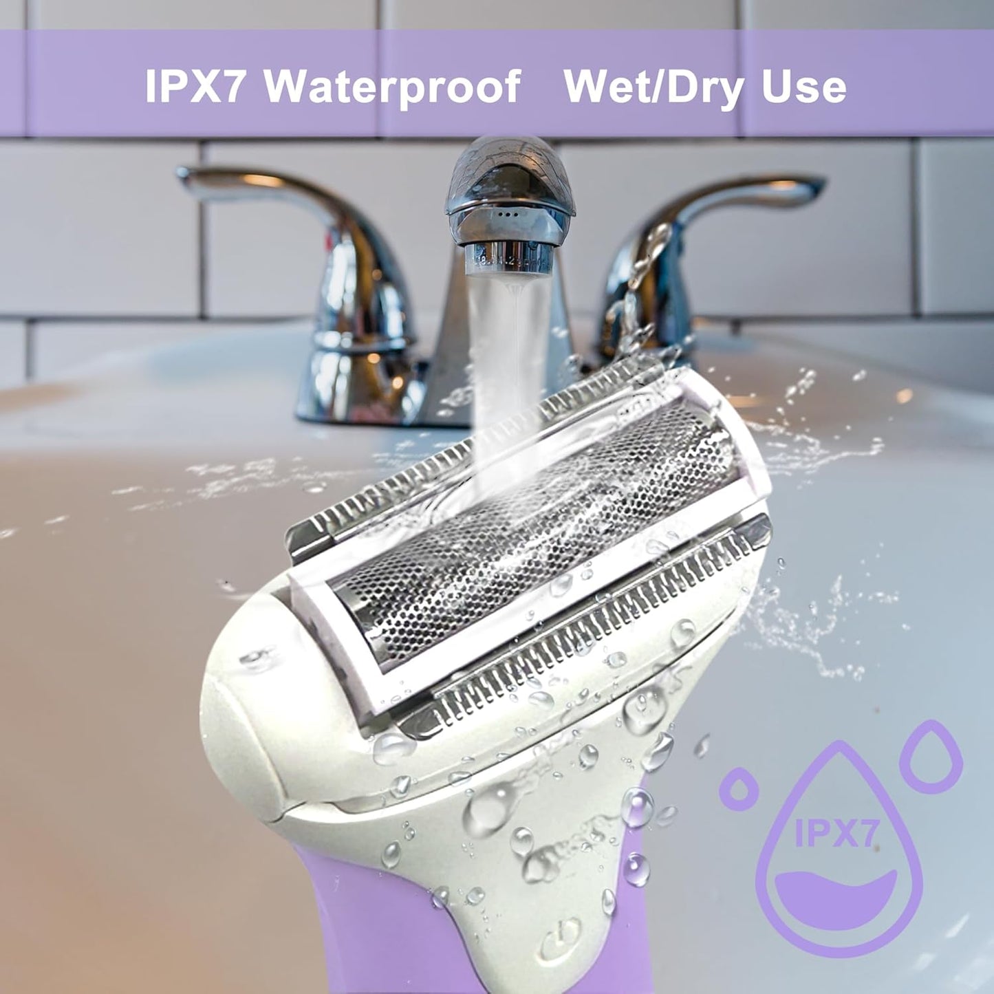 Skiennix Electric Razor for Women - Waterproof Cordless Bikini Trimmer | Hypoallergenic Foil Shaver for Legs, Underarms, Wet/Dry Use, Orchid