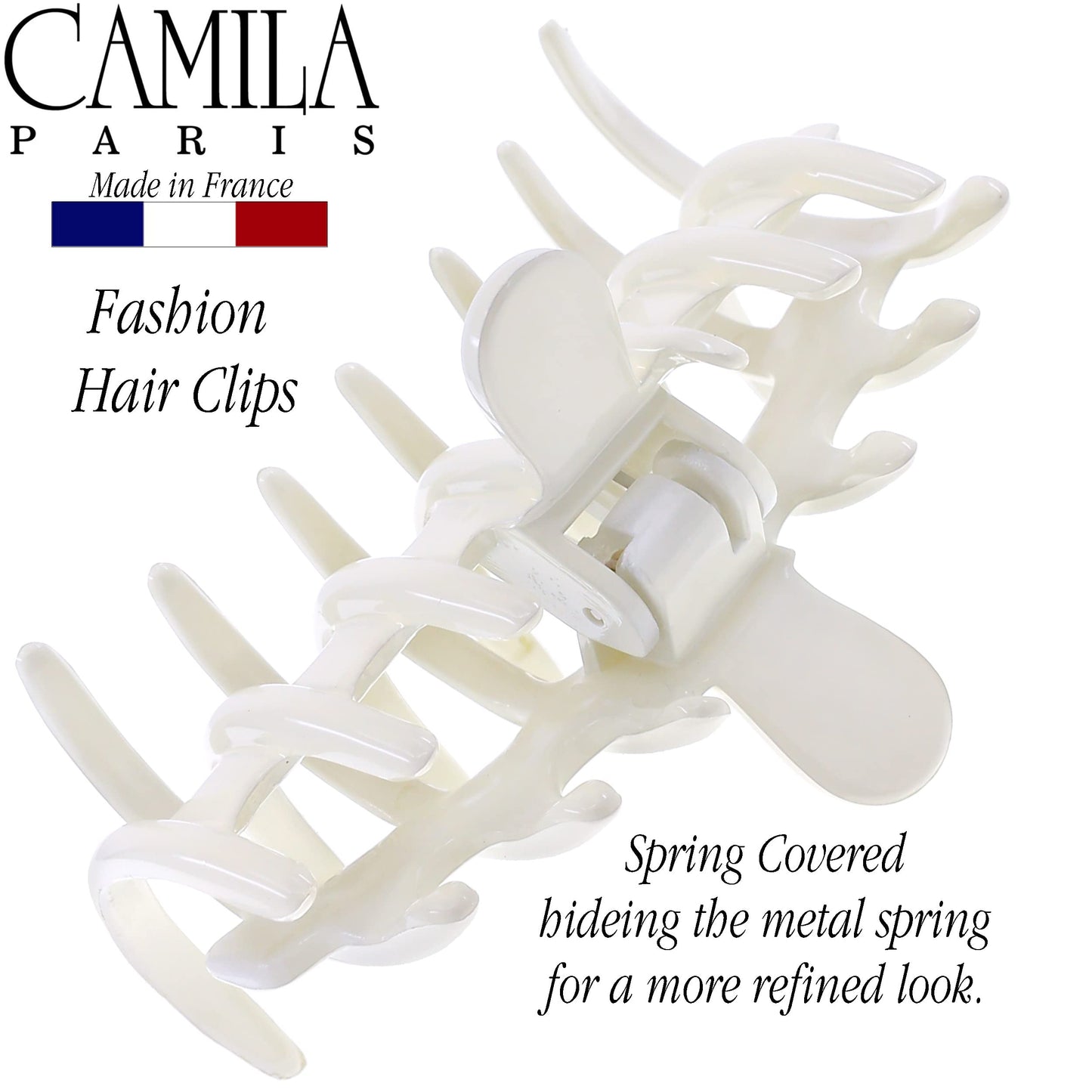 Camila Paris CP3486 French Medium Hair Clips for Women Thick Hair for Long Curly Wavy Hair, Girls Hair Claw Clip, Durable Styling Big Claw Clip for Thick Hair, Strong Hold No Slip Grip, Made in France